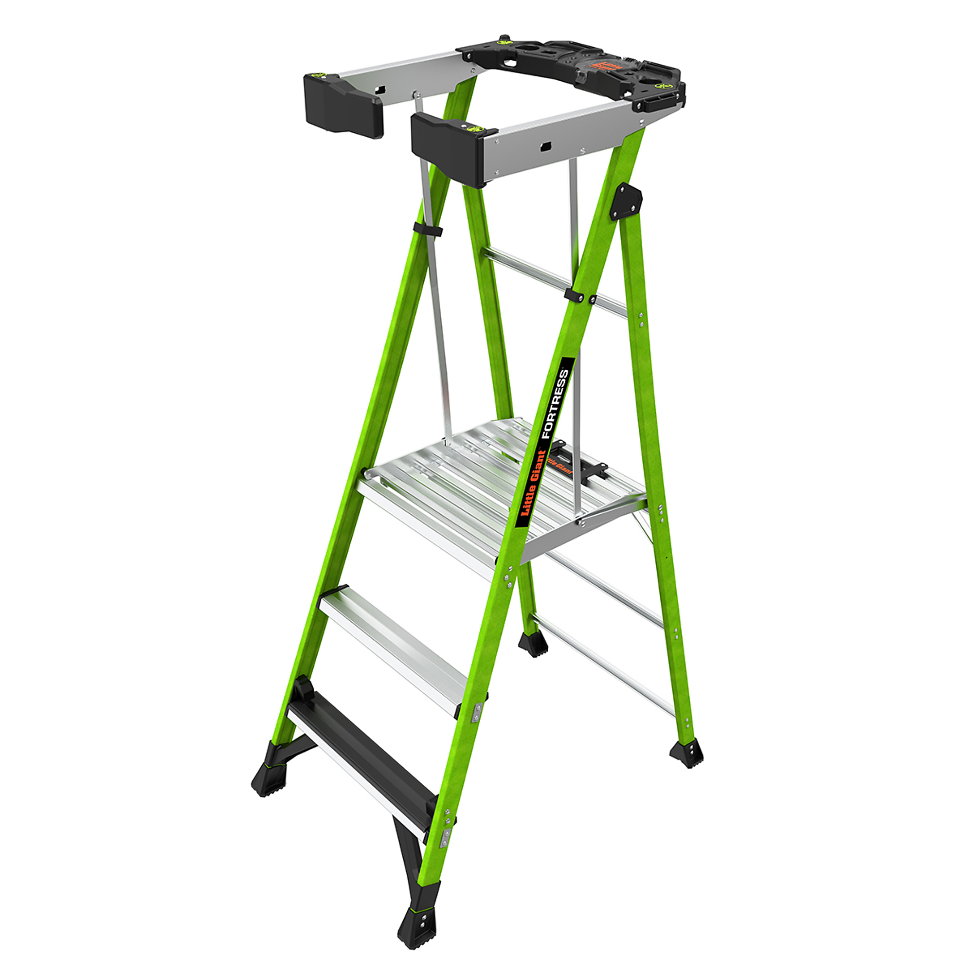Little Giant Fortress Platform Ladder - 3ft., Fiberglass, 375-Lb. Capacity, Type IAA, Ground Cue, Wraparound Enclosure, Model# 19303